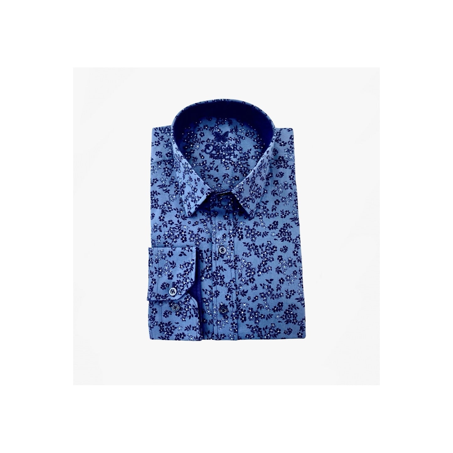 Bedrucktes Hemd 1207 Navy Baumwolle Lycra