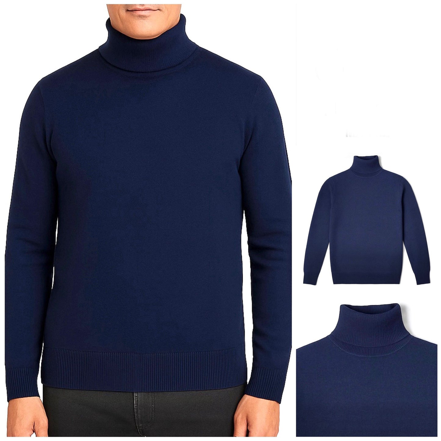 Marineblauer Rollkragenpullover
