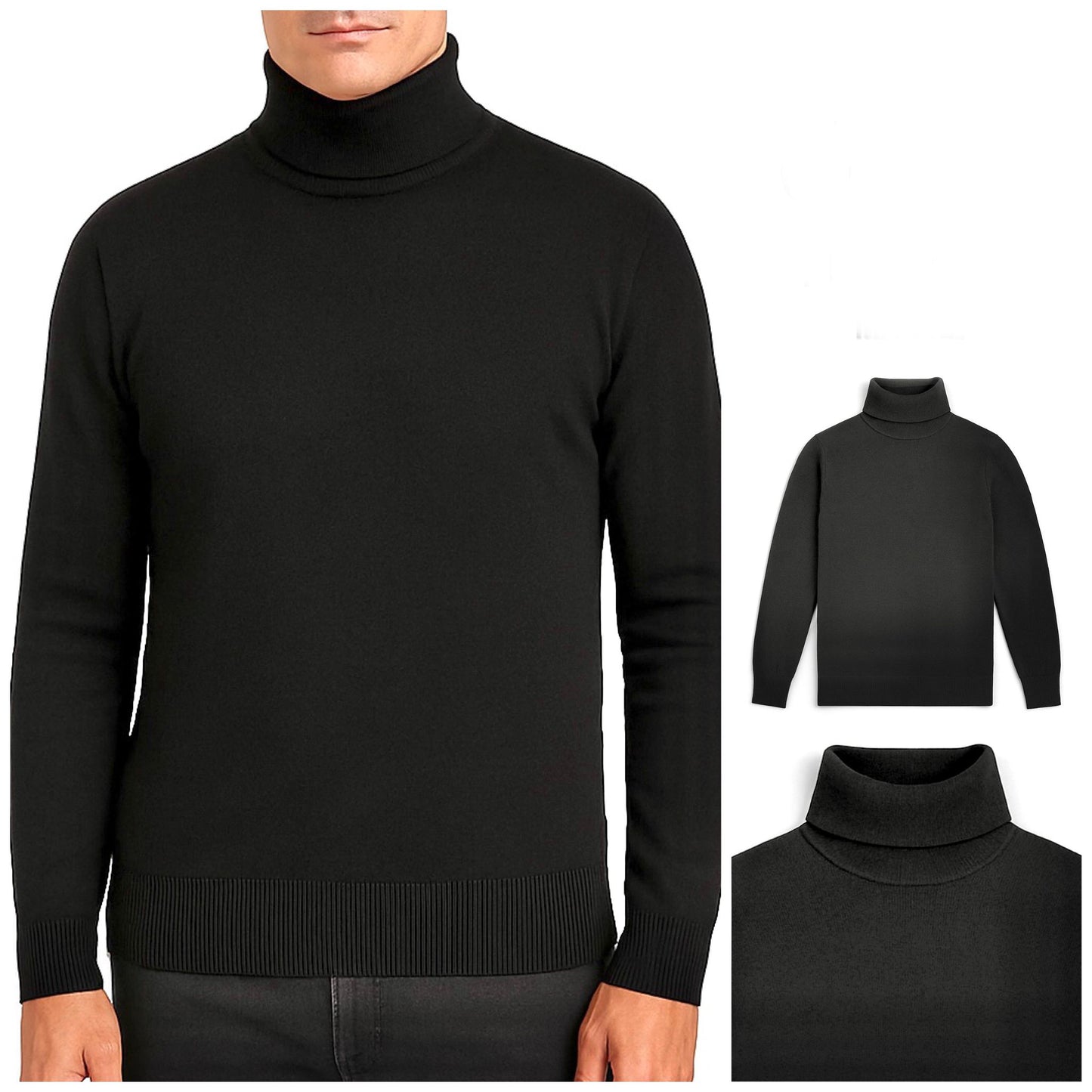 Schwarzer Rollkragenpullover