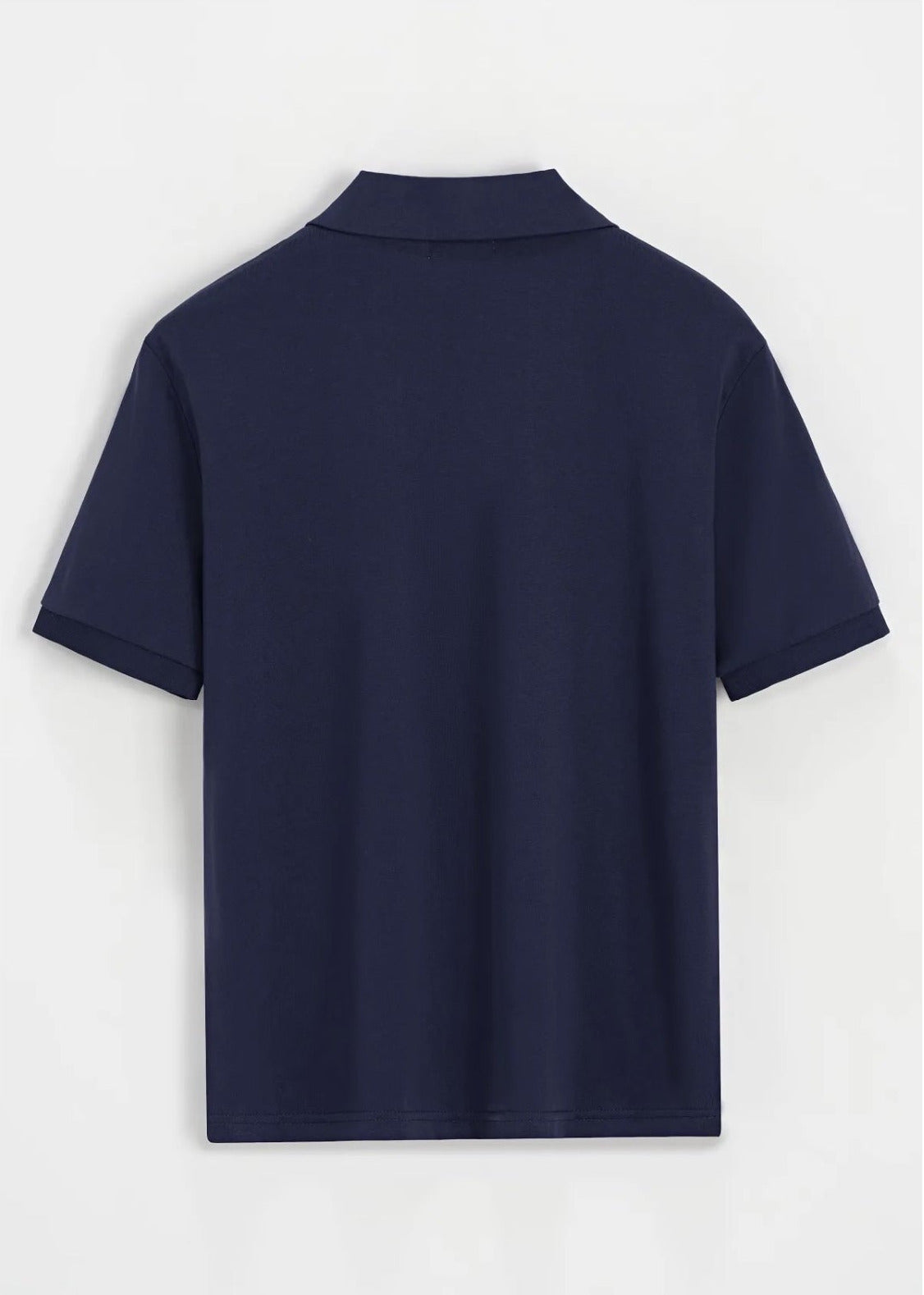 Marineblaues Jersey-Polo mit gekerbtem Reverskragen – Ansicht 3