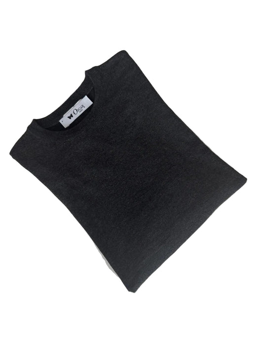 Anthrazit Strickpullover mit Rundhals