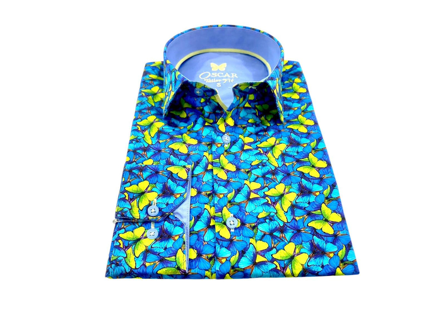 Slim Fit Hemd - Grünblauer Schmetterling