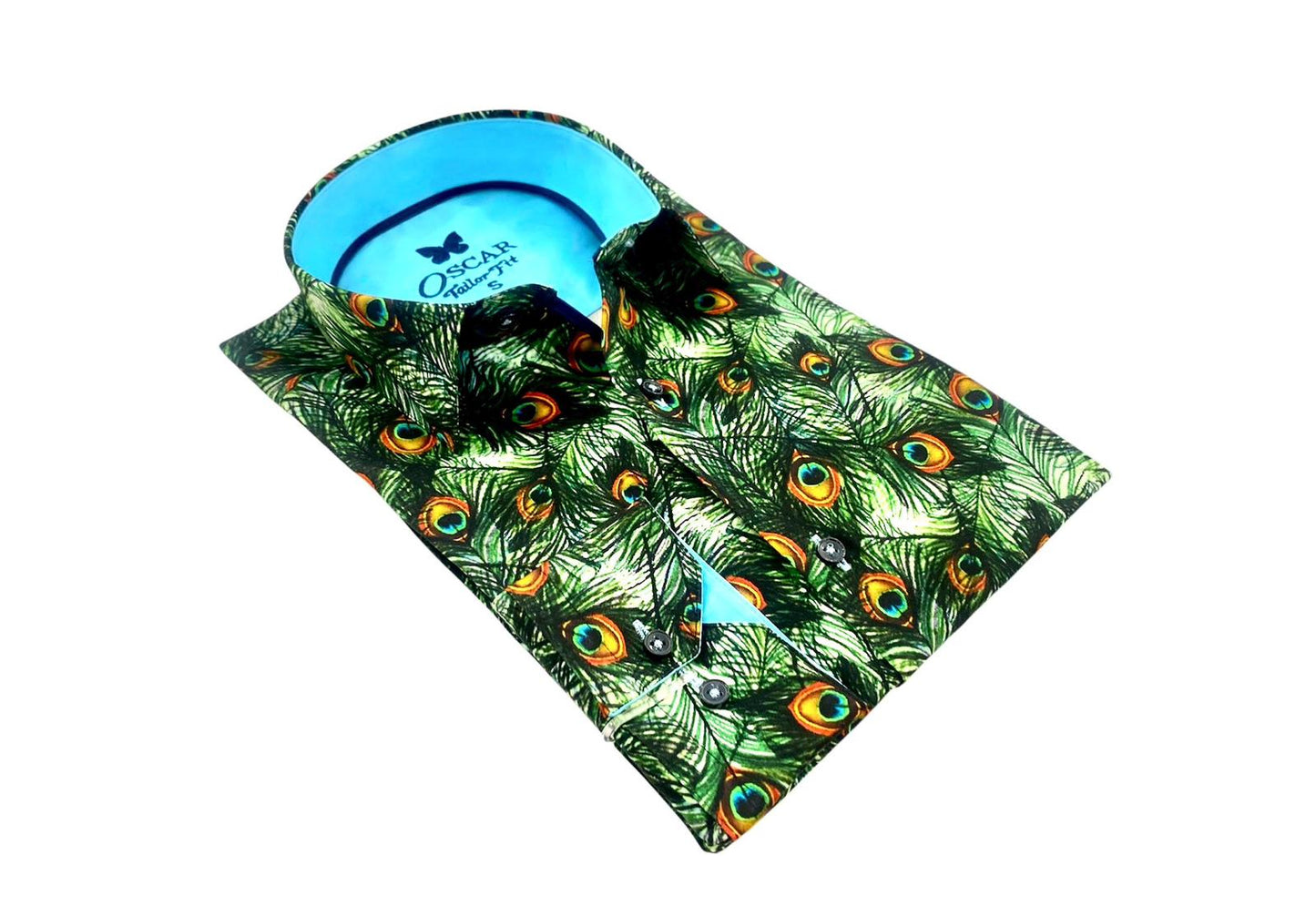 Slim Fit Hemd - Grüner Pfau