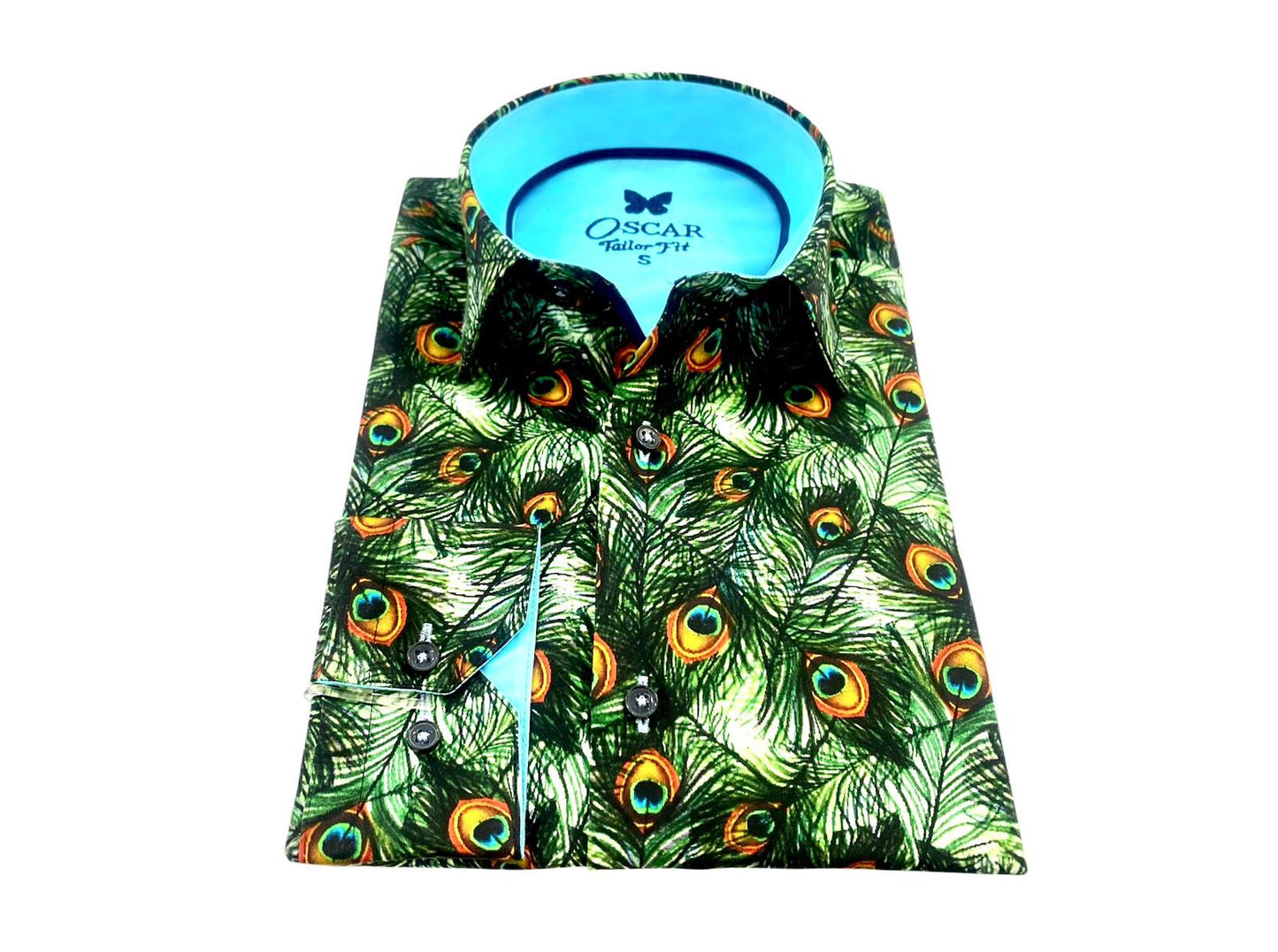 Slim Fit Hemd - Grüner Pfau
