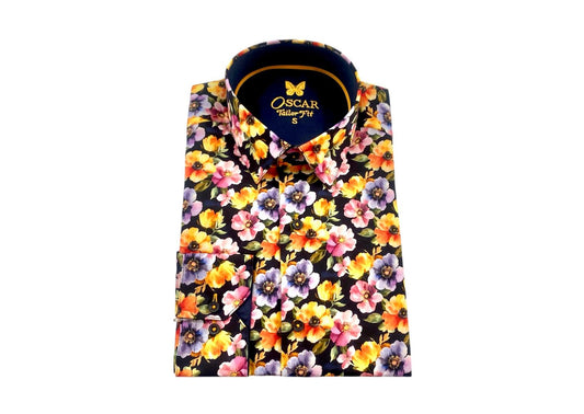 Slim Fit Hemd - Warmes Blumenmuster