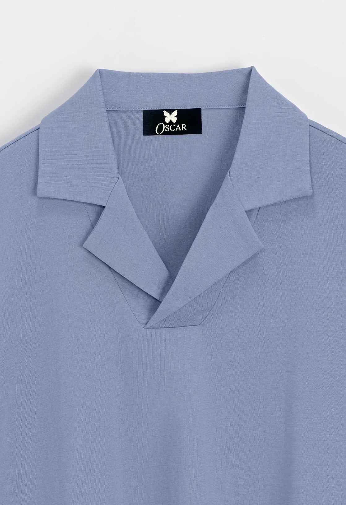 Hellblaues Jersey-Polo mit gekerbtem Reverskragen – Ansicht 2
