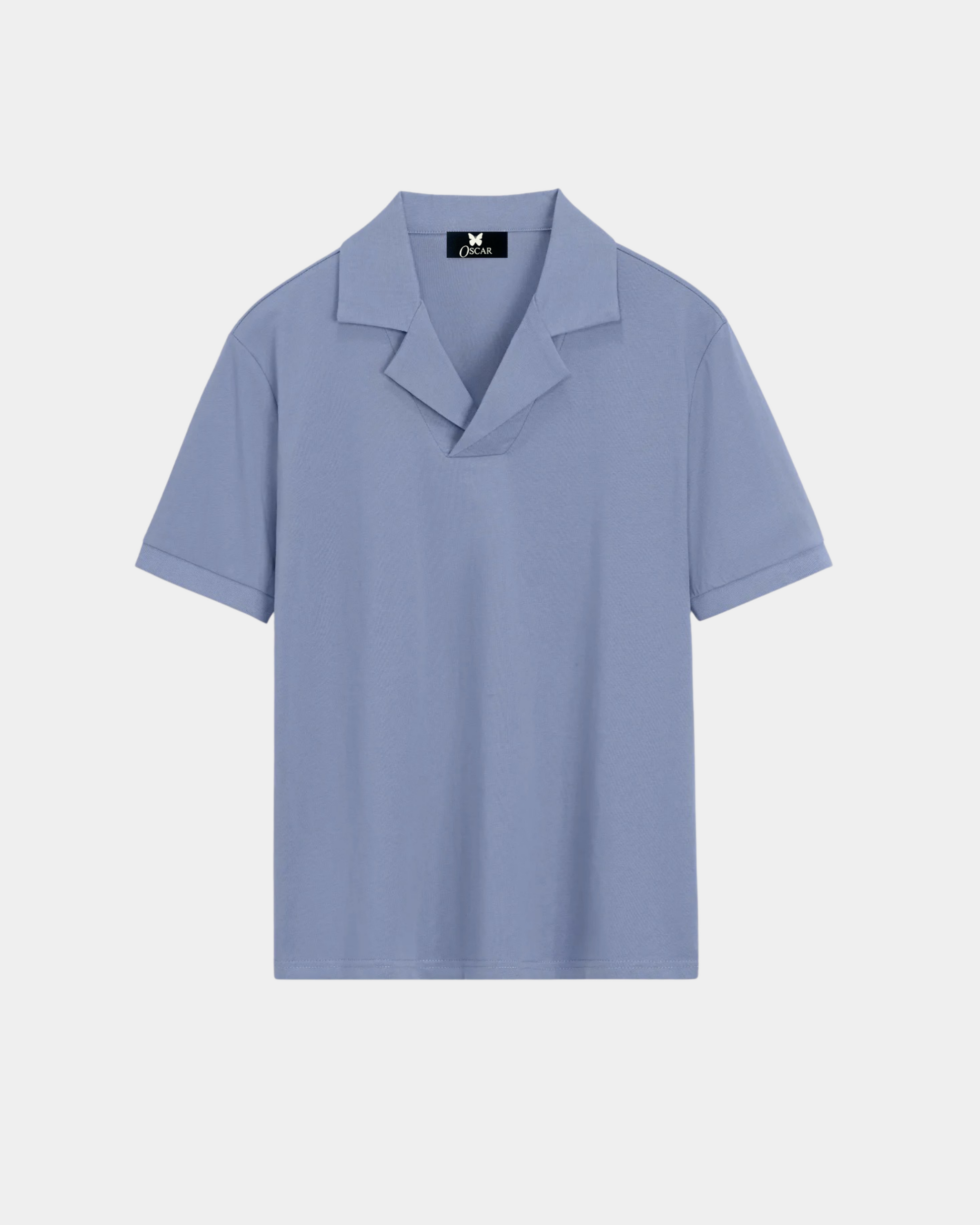 Hellblaues Jersey-Polo mit gekerbtem Reverskragen – Ansicht 1