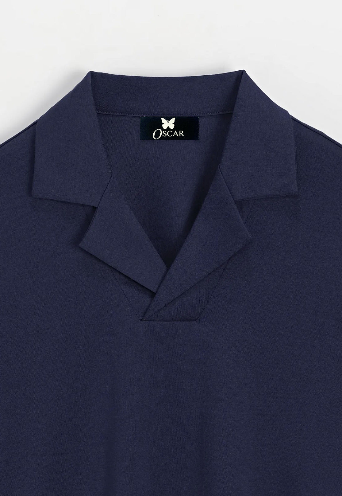 Marineblaues Jersey-Polo mit gekerbtem Reverskragen – Ansicht 2
