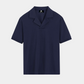 Marineblaues Jersey-Polo mit gekerbtem Reverskragen – Ansicht 1