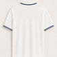 Weiß-marineblaues Jersey-Polo mit V-Ausschnitt und Reverskragen – Ansicht 3