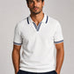 Weiß-marineblaues Jersey-Polo mit V-Ausschnitt und Reverskragen – Ansicht 4