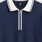 Marineblaues Jersey-Polo mit Reißverschlusskragen – Ansicht 2