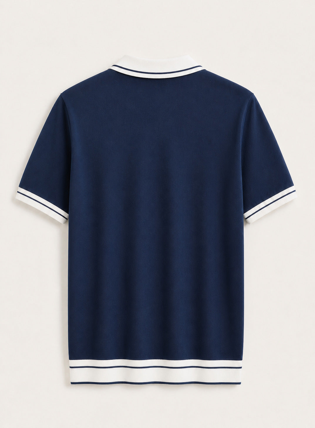 Marineblaues Jersey-Polo mit Reißverschlusskragen – Ansicht 3
