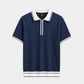 Marineblaues Jersey-Polo mit Reißverschlusskragen – Ansicht 1