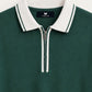 Grünes Jersey-Polo mit Reißverschlusskragen – Ansicht 2